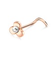 Flowery Pearl Silver Curved Nose Stud NSKB-201p